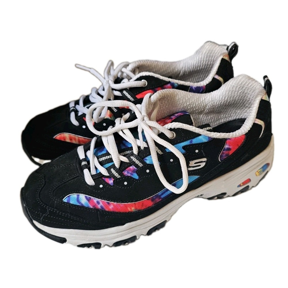 SKECHERS WOMEN'S D'LITES SUMMER FIESTA BLACK FASHION SNEAKERS SIZE: 11 LACE-UP